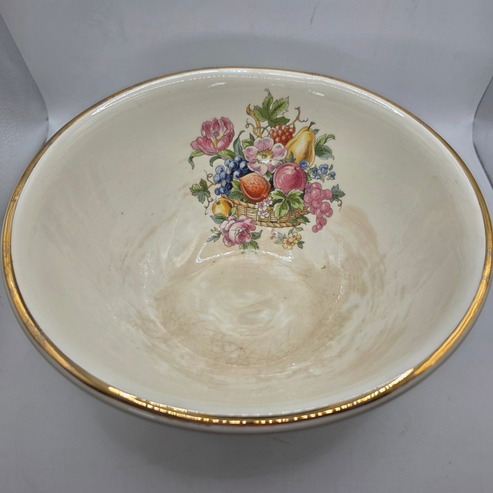 Vintage Bakerite Fruit Basket Serving Bowls Lot of 2 22K Gold Rim USA 1940s